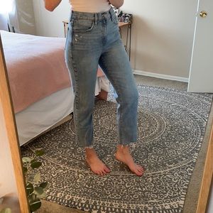 High-Waisted Sky-Hi Straight Raw-Hem Jeans